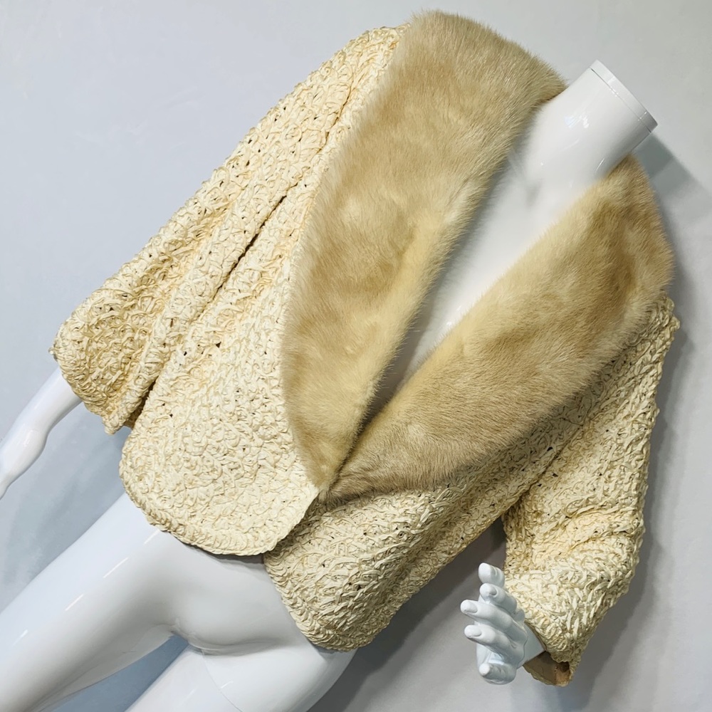 Vintage 50's Style Jacket, couture soutache - fur